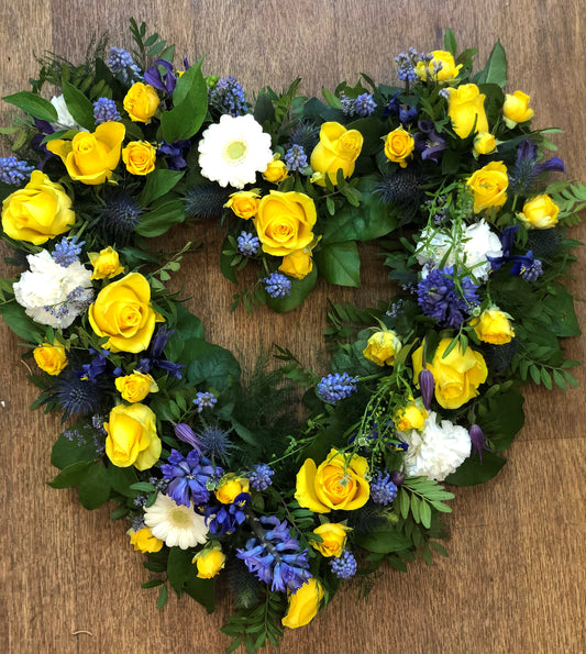 Open Heart - Yellow + Blue - Quality Flowers from Ann's Flowers - Just £75! Shop now at Ann's Flowers