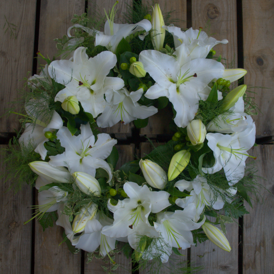 Lily Wreath - Quality Flowers from Ann's Flowers - Just £60! Shop now at Ann's Flowers