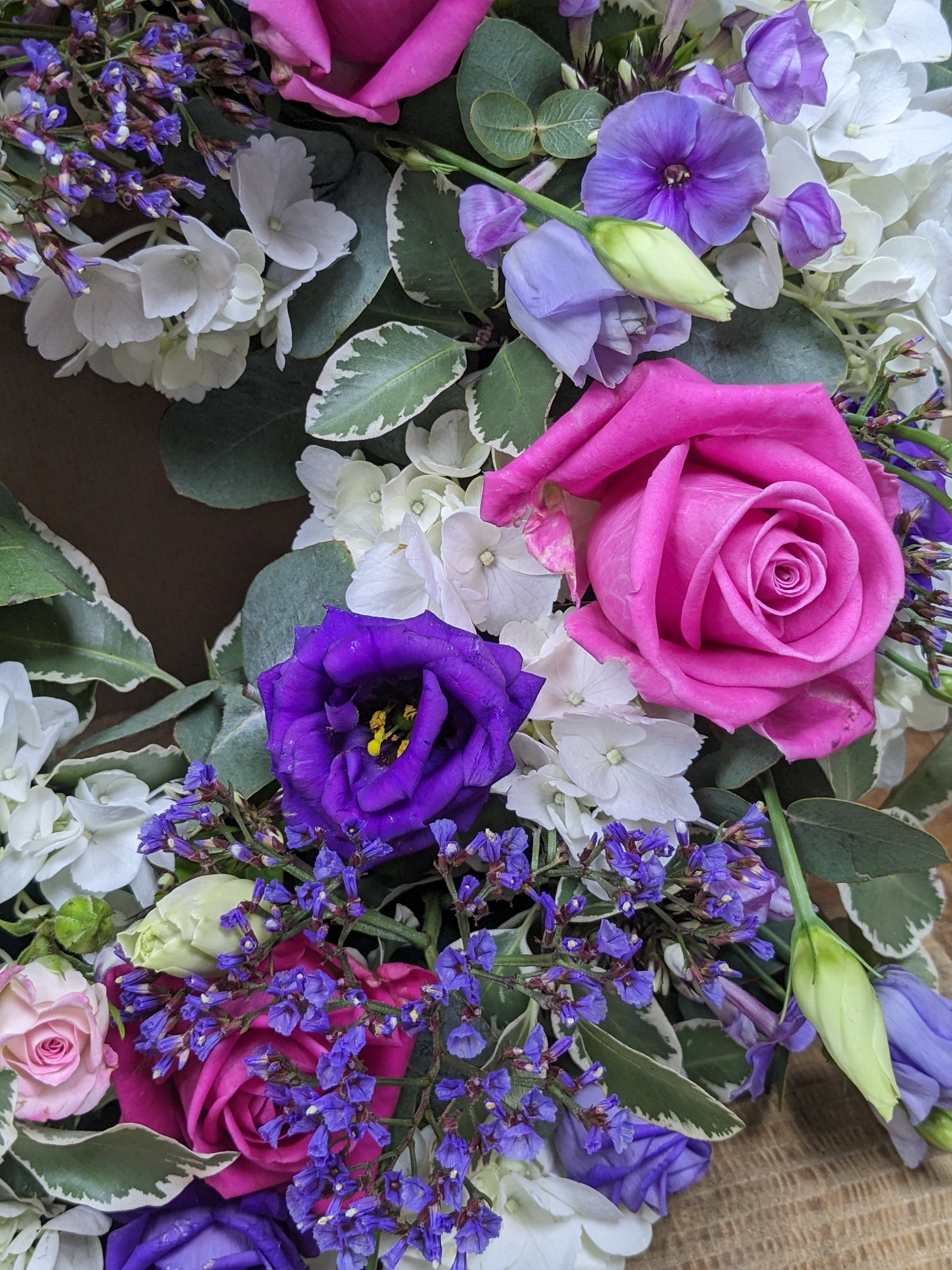 Pink and Purple wreath - Quality Flowers from Ann's Flowers - Just £45! Shop now at Ann's Flowers