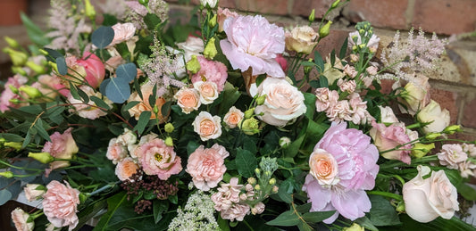 Peach and Pink Casket - Quality Flowers from Ann's Flowers - Just £150! Shop now at Ann's Flowers