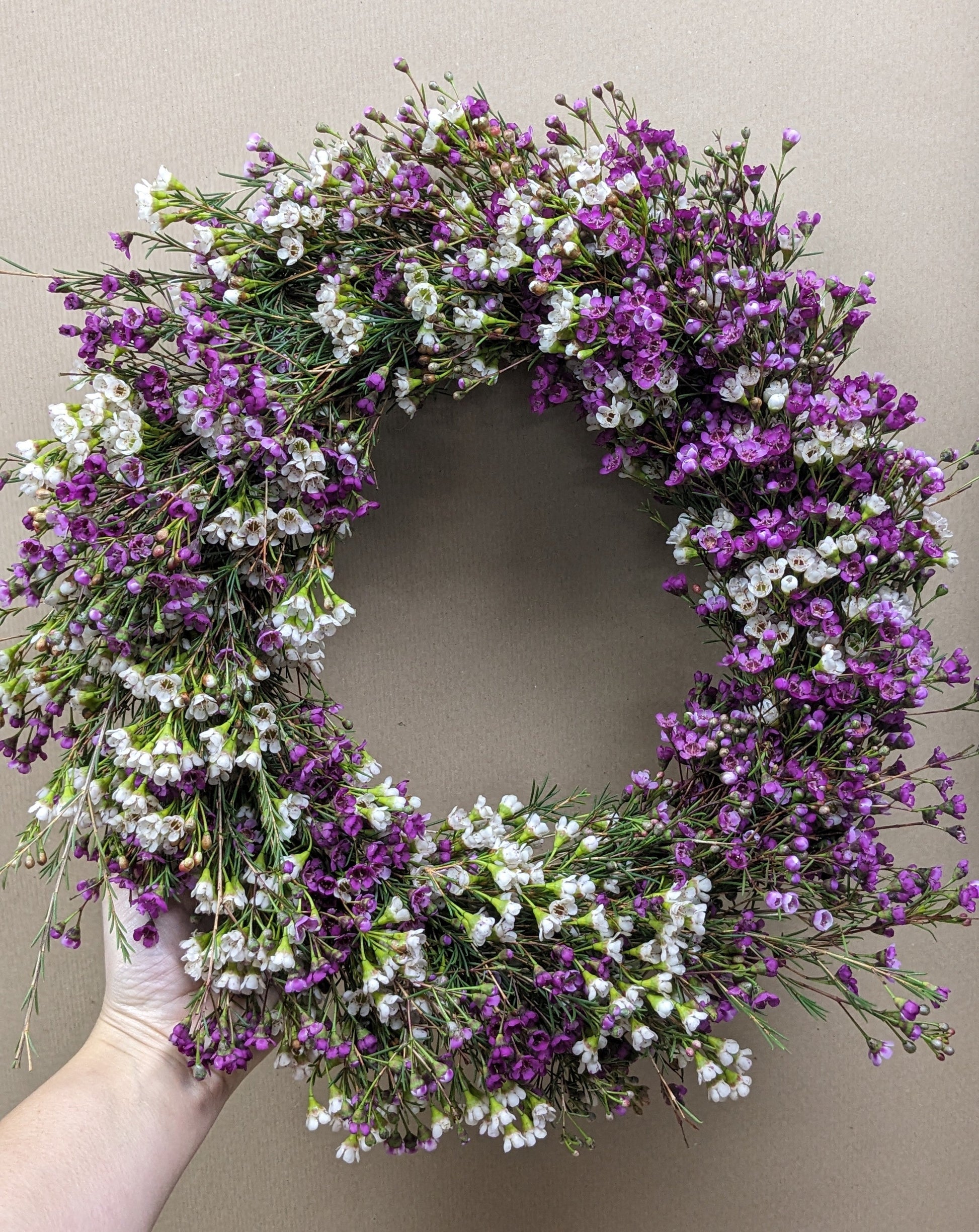 Wicker wax flower wreath - Quality Flowers from Ann's Flowers - Just £55! Shop now at Ann's Flowers