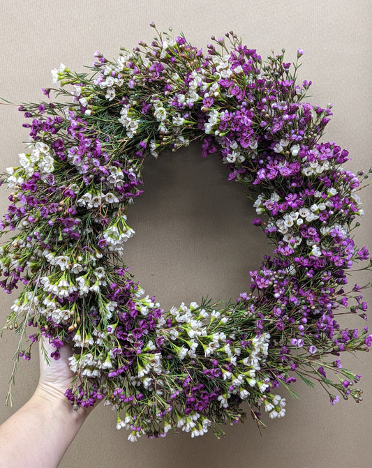 Wicker wax flower wreath - Quality Flowers from Ann's Flowers - Just £55! Shop now at Ann's Flowers