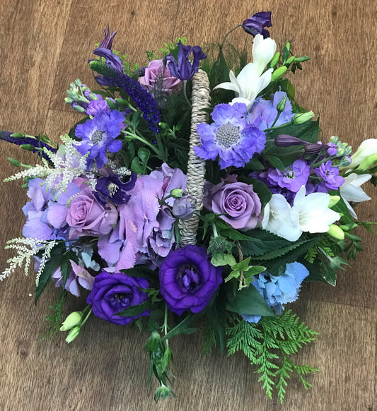 Lilac + Cream Basket - Quality Flowers from Ann's Flowers - Just £34.95! Shop now at Ann's Flowers